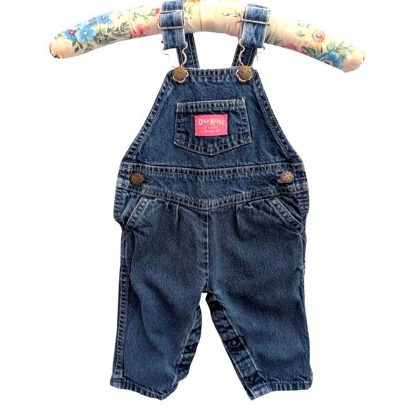 Oshkosh B'Gosh Vintage Infant Girls Blue Denim‎ Overall Pants Jeans Size 6/9 - Picture 1 of 6